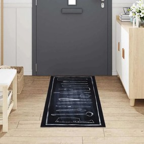 vidaXL Χαλί Κουζίνας Μαύρο 180 x 60 cm Βελούδο