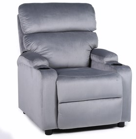 Πολυθρόνα Ανακλινόμενη ArteLibre RANA Γκρι Βελούδο 80x95x103cm