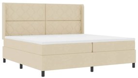 vidaXL Κρεβάτι με ελατήρια με στρώμα Κρεμ 200 x 200 cm ύφασμα