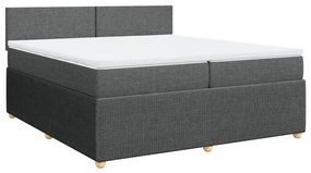 Κρεβάτι Boxspring με Στρώμα Σκούρο Γκρι 200x200 εκ. Υφασμάτινο - Γκρι