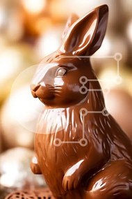 Intra Συλλεκτικό Ξύλινο Παζλ Plywood 4mm - Σοκολατένιο λαγουδάκι του Πάσχα Σε Ξύλινο Κουτί - Διαστάσεις: 10x10 cm – 25 κομμάτια
