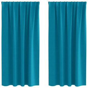 vidaXL Κουρτίνες με κουρτίνες 2 pcs Τιρκουάζ Πολυεστέρας
