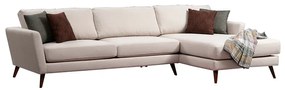 Γωνιακός καναπές κρεβάτι PWF-0526 pakoworld αριστερή γωνία ύφασμα μπεζ-καρυδί 303x168x85εκ - 071-001206