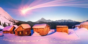 Εικόνα χιονισμένο ορεινό χωριό - 100x50