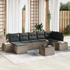 vidaXL Σετ Καναπέ Κήπου με μαξιλάρι 8 pcs Γκρι Πολυ ράταν