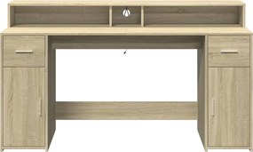 vidaXL Γραφείο με LED Sonoma δρυς 160x55x91 εκ. Επεξεργ. Ξύλο