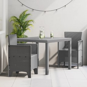 vidaXL Σετ τραπεζαρίας 3 κομματιών ανοιχτού γκρι ράτταν