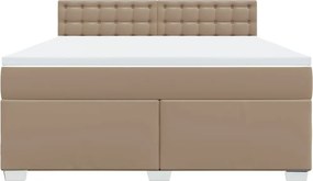 vidaXL Κρεβάτι Boxspring με Στρώμα Καπουτσίνο 180x200 εκ. Συνθ. Δέρμα