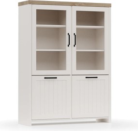 Bιτρίνα VERNE Δίφυλλη  114.8x37.2x153cm Λευκό/Φυσικός Δρυς