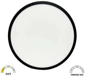 Adeleq Πλαφονιέρα LED PC Με Φωτισμό Backlit Φ383mm CCT Ρυθμιζόμενη Ισχύς 24-28-32W IP40 Μαύρη 21-383321