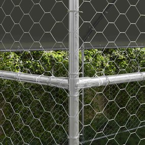 vidaXL Κλουβί Σκύλου με αποθήκευση 2 pcs Ασημί 4 x 2 x 2 m Ατσάλι