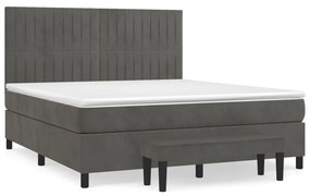 vidaXL Κρεβάτι Boxspring με Στρώμα Σκούρο Γκρι 180x200 εκ. Βελούδινο