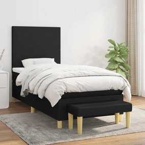 Κρεβάτι Boxspring με Στρώμα Μαύρο 100 x 200 εκ. Υφασμάτινο