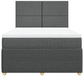 vidaXL Κρεβάτι Boxspring με Στρώμα Σκούρο Γκρι 140x200 εκ Υφασμάτινο