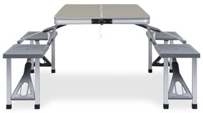 vidaXL Τραπέζι Κάμπινγκ Πτυσσόμενο με 4 Καθίσματα από Ατσάλι/Αλουμίνιο