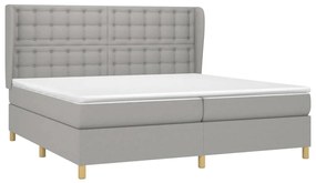 Κρεβάτι Boxspring με Στρώμα Ανοιχτό Γκρι 200x200 εκ. Υφασμάτινο - Γκρι