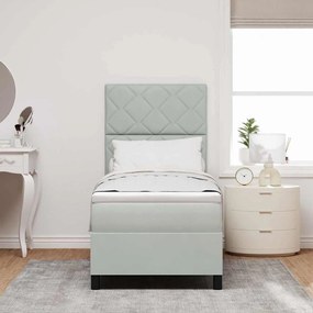 vidaXL Κρεβάτι Box Spring με Στρώμα Ανοιχτό Γκρι 80x200 εκ Βελούδο