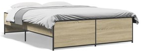 VidaXL Πλαίσιο Κρεβατιού Sonoma Δρυς 120x190 εκ. Επεξ. Ξύλο & Μέταλλο