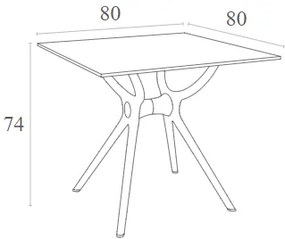 AIR ΤΡΑΠΕΖΙ 80Χ80Χ74ΕΚ. WHITE LAMINATE 12MM