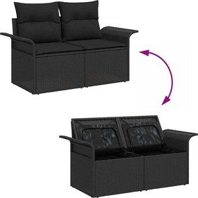 vidaXL Σετ Καναπέ Κήπου με μαξιλάρι 10 pcs Μαύρο Πολυ Ρατάν