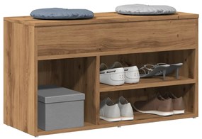 Πάγκος Παπουτσιών τεχνίτης Δρυς 80x30x45 εκ. Επεξεργασμένο Ξύλο