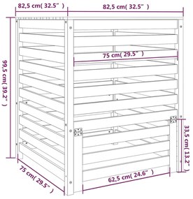 Κομποστοποιητής 82,5x82,5x99,5 εκ. από Μασίφ Ξύλο Ψευδοτσούγκας - Καφέ