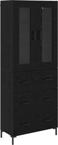 vidaXL Highboard με συρτάρι 2 pcs Μαύρη Οξυά Επεξεργασμένο ξύλο