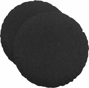 vidaXL Μαξιλάρια καθισμάτων 2 pcs Μαύρο Ø50 x 19 εκ ύφασμα