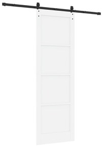 vidaXL Συρόμενη Πόρτα με Σετ Χ Hardware Λευκή 78x232 εκ. Συμπαγής Ξύλινη Πεύκου