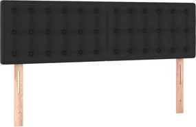 vidaXL Κρεβάτι Boxspring με Στρώμα &amp; LED Μαύρο 140x190 εκ. Συνθ. Δέρμα