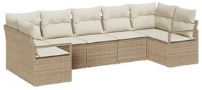 vidaXL Σετ Καναπέ Κήπου 7 pcs Μπεζ και Λευκό συνθετικό ρατάν