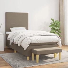 Κρεβάτι Boxspring με Στρώμα Taupe 100 x 200 εκ. Υφασμάτινο - Μπεζ-Γκρι