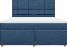 vidaXL Κρεβάτι Boxspring με Στρώμα Μπλε 180x200 εκ. Υφασμάτινο