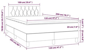 vidaXL Κρεβάτι Boxspring με Στρώμα Σκούρο Καφέ 120x200 εκ. Υφασμάτινο