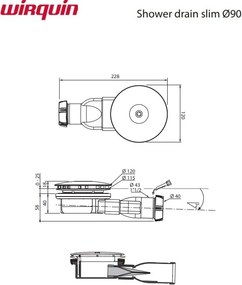 Wirquin Slim 50158 Ø90 Chrome - Βαλβίδα ντουζιέρας