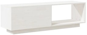 vidaXL Έπιπλο Τηλεόρασης Λευκό 110 x 30 x 33,5εκ από Μασίφ Ξύλο Πεύκου