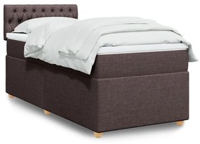 vidaXL Κρεβάτι Boxspring με Στρώμα Σκούρο Καφέ 100x200 εκ. Υφασμάτινο