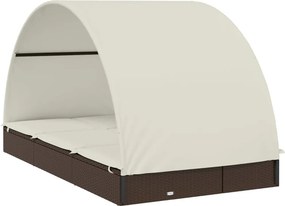 vidaXL Ξαπλώστρα 2 Ατόμων Στρογγ. Οροφή Καφέ 211x112x140εκ Συνθ. Ρατάν
