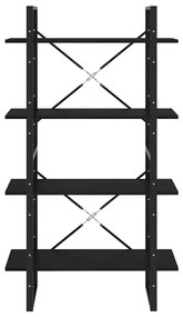 Βιβλιοθήκη με 4 Ράφια Μαύρη 80 x 30 x 140 εκ. Μασίφ Ξύλο Πεύκου - Μαύρο