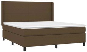 vidaXL Κρεβάτι Boxspring με Στρώμα &amp; LED Σκ.Καφέ 180x200εκ. Υφασμάτινο