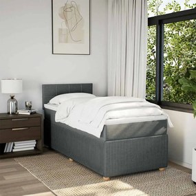 vidaXL Κρεβάτι Boxspring με Στρώμα Σκούρο Γκρι 90x200 εκ. Υφασμάτινο