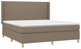 vidaXL Κρεβάτι Boxspring με Στρώμα & LED Taupe 180x200 εκ. Υφασμάτινο