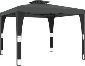 vidaXL Κιόσκι με Διπλή Οροφή Ανθρακί 2,98x2,98 μ. Ατσάλινο