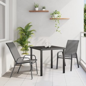 vidaXL 3 Τεμαχίων Σετ Τραπεζαρίας Κήπου Γκρι Τεξιλέν και Ατσάλι