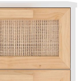 vidaXL Συρταριέρα Λευκή 40 x 30 x 90 εκ. Μασίφ Πεύκο &amp; Φυσικό Ρατάν