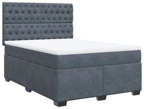 vidaXL Κρεβάτι Boxspring με Στρώμα Σκούρο Γκρι 140x200 εκ. Βελούδινο