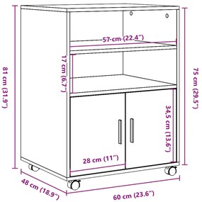 ΝΤΟΥΛΑΠΙ ΤΡΟΧΗΛΑΤΟ ΌΨΗ ΠΑΛΑΙΟΥ ΞΥΛΟΥ 60X48X81 ΕΚ ΑΠΟ ΕΠΕΞ. ΞΥΛΟ 853171