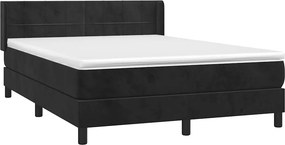 vidaXL Κρεβάτι Boxspring με Στρώμα Μαύρο 140x190 εκ. Βελούδινο