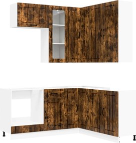 vidaXL Μονάδα κουζίνας LUCCA 8 pcs Καπνισμένο Ξύλο Δρυός