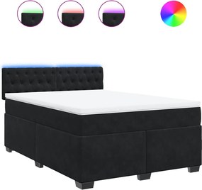 vidaXL Κρεβάτι Boxspring με Στρώμα Μαύρο 140x200 εκ. Βελούδινο
